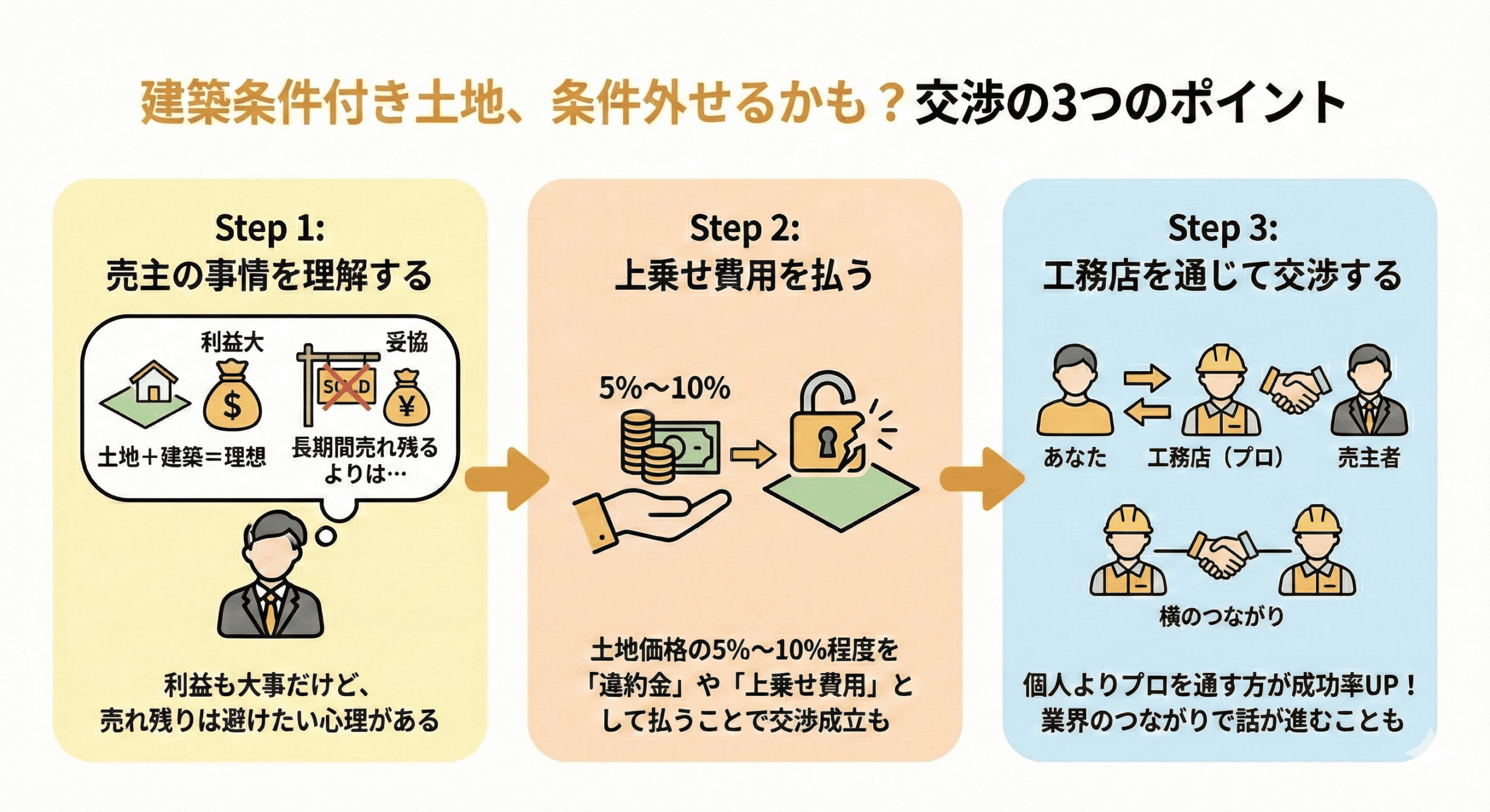 「建築条件付き土地」の条件を外してもらう交渉