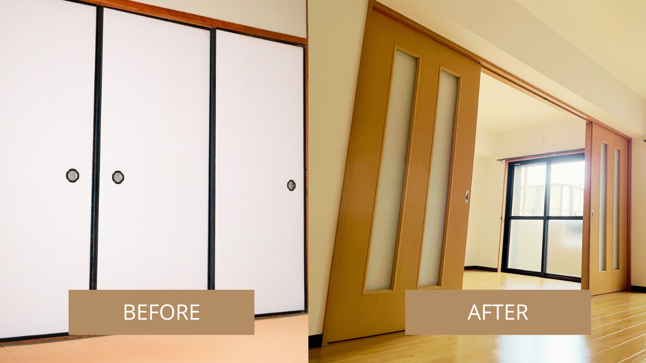 ふすまから洋風ドアへの交換するイメージ
