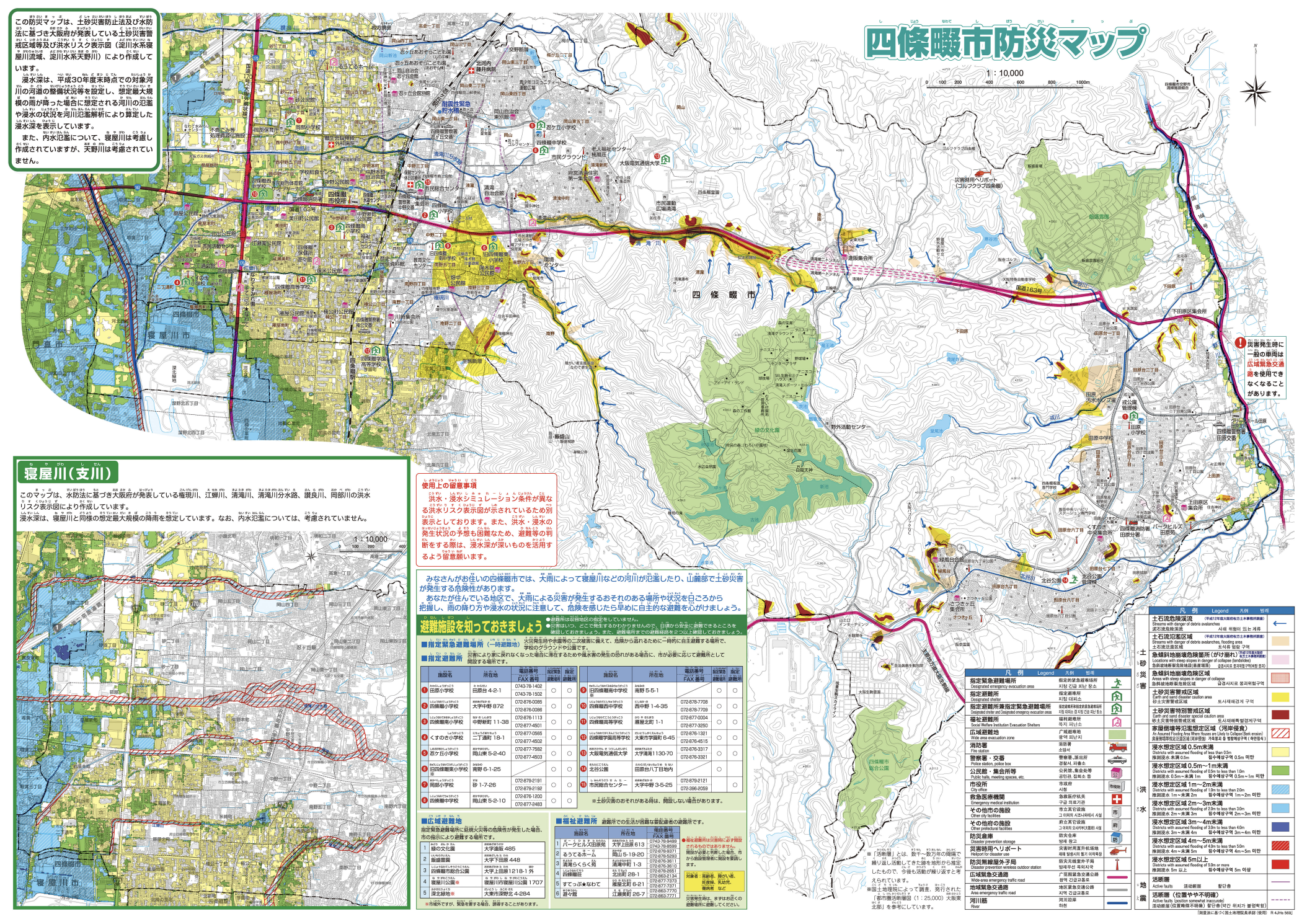 四條畷市のハザードマップ