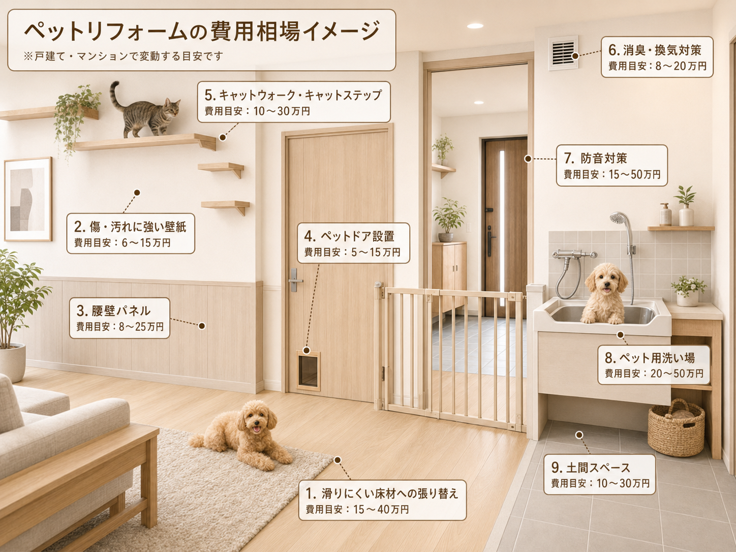 ペットリフォームの費用相場と目安